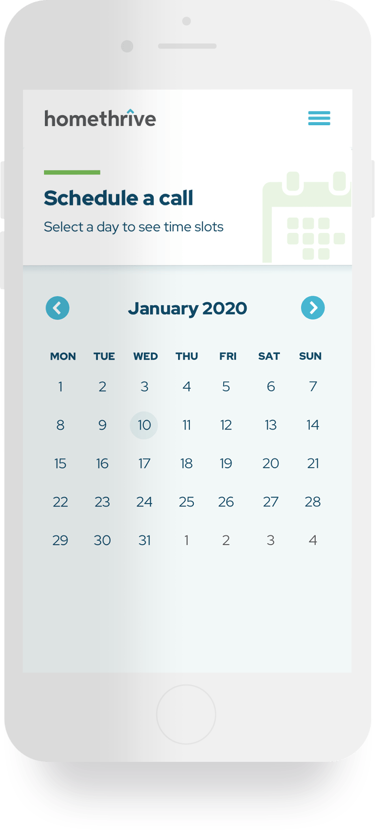 HomeThrive App Mobile Schedule