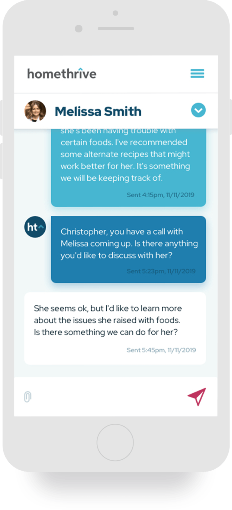 HomeThrive App Mobile Chat