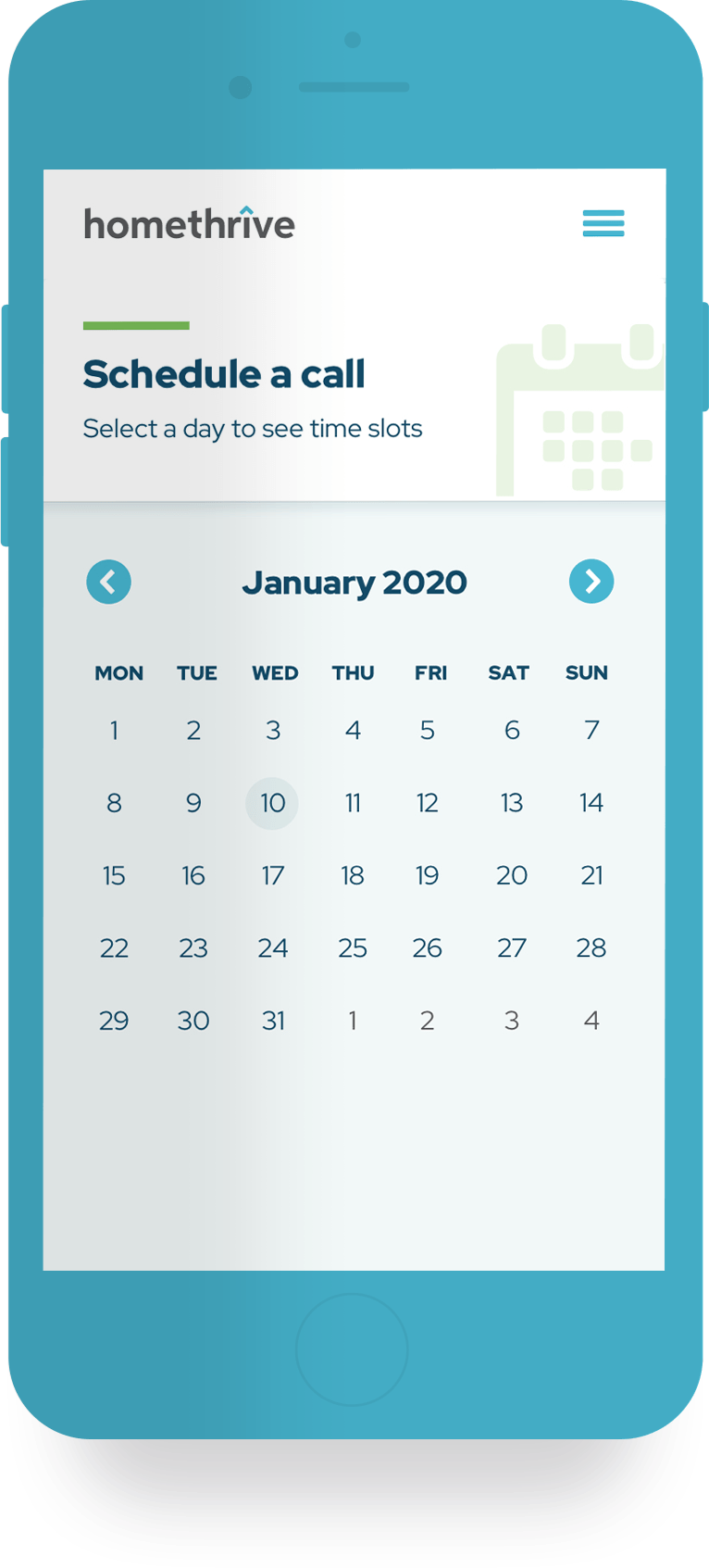HomeThrive App Mobile Schedule