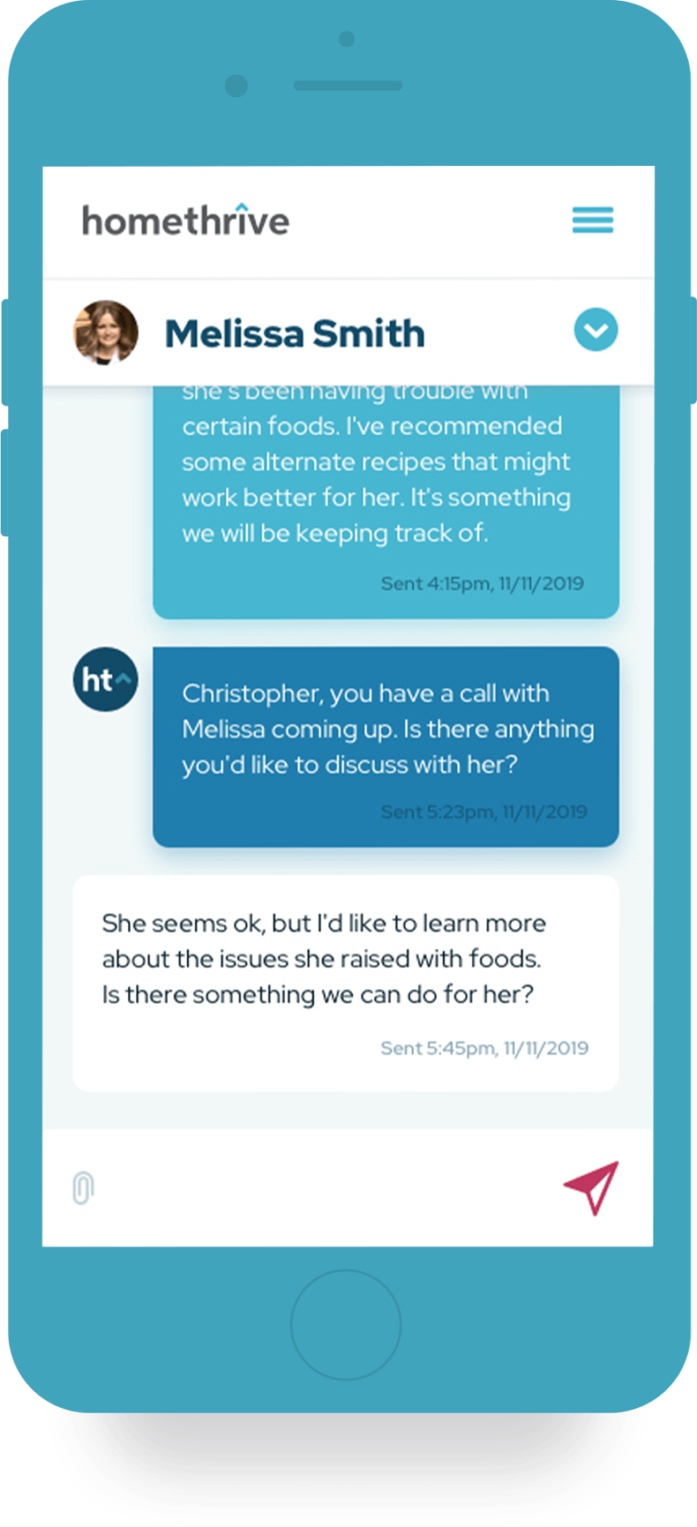 HomeThrive App Mobile Chat